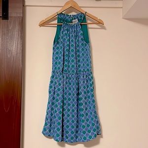 Fun Blue & Green Halter Dress, women size small